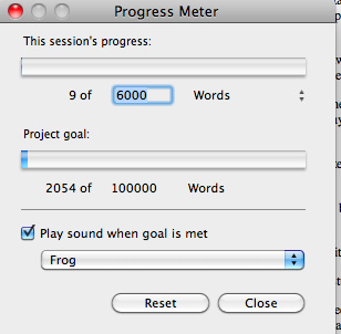 Screenshot of StoryMill Progress Meter