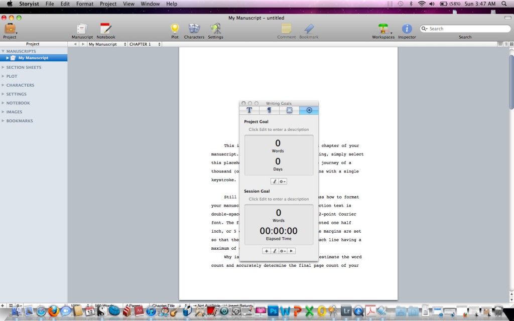 Screenshot of Storyist Main Layout