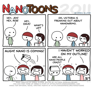 Nanotoons-2011-0003: Outlining for National Novel Writing Month (NaNoWriMo)